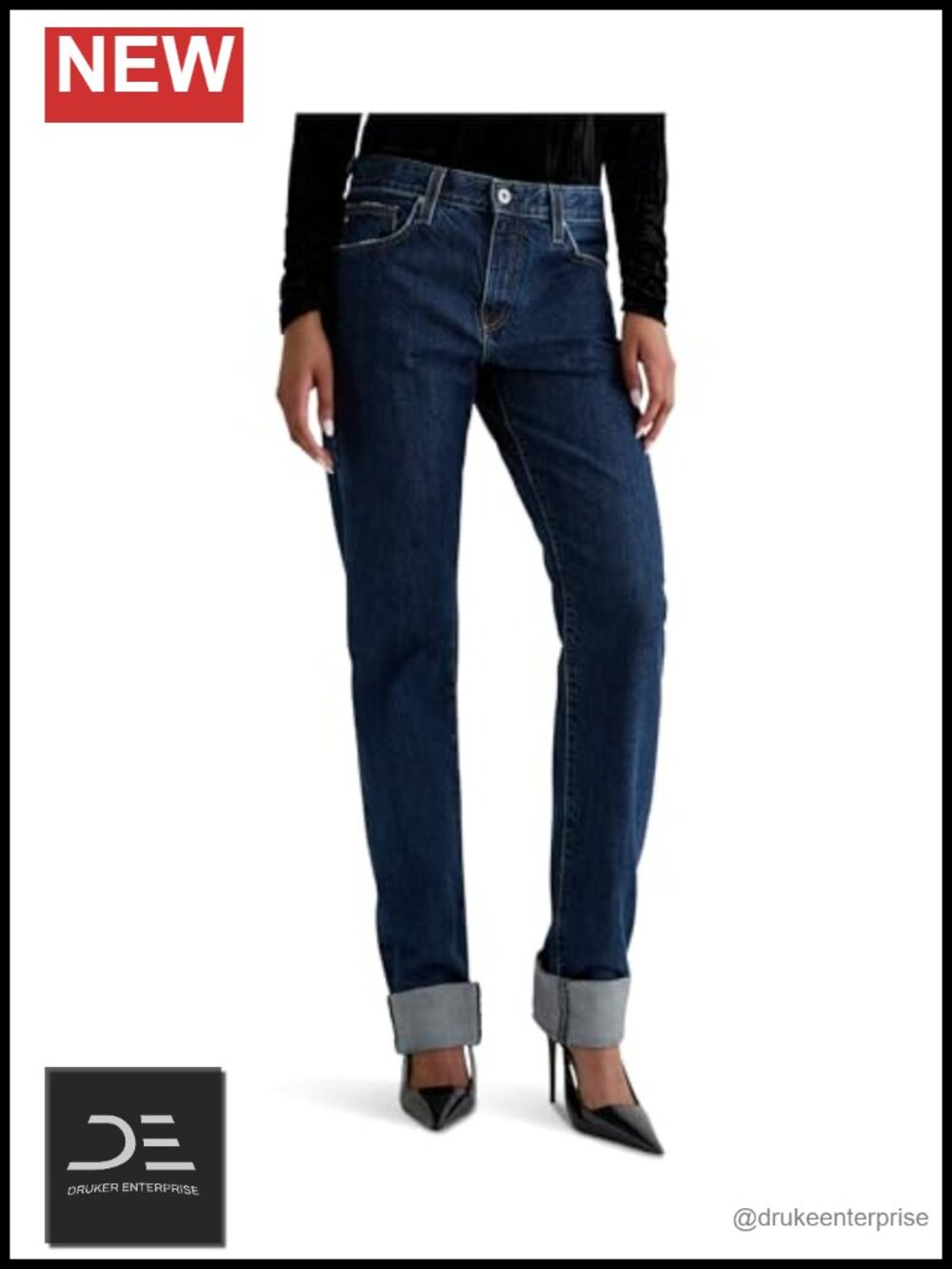 AG Adriano Goldschmied Boyfriend Jeans Mid Rise Relaxed Fit Cotton Straight Leg